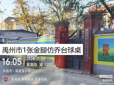 1张金腿仿乔氏台球桌安装服务：禹州市花石镇观音堂小学